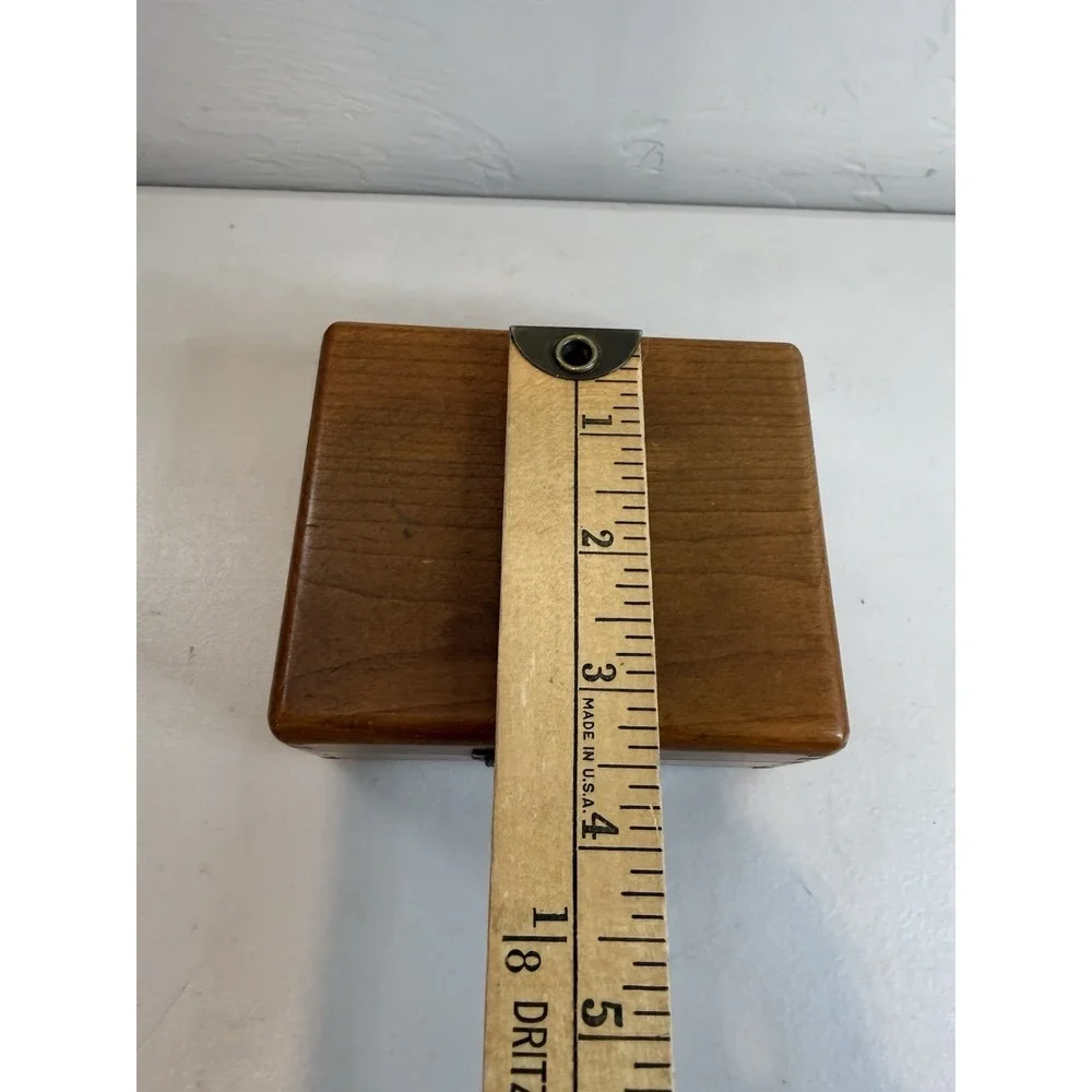 Vintage Wooden Jewelry Box Velvet Lined Tray Ledge Watch Valet Finger Joint Case